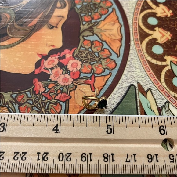 Estate designer Krementz 14k SOLID gold emerald earring 1pc single not a pair - Picture 8 of 8